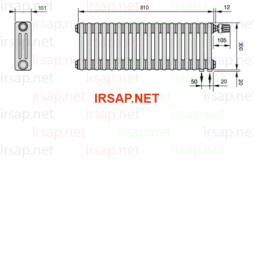 чертеж радиатора Irsap Tesi 30300-1830300-18-25-01